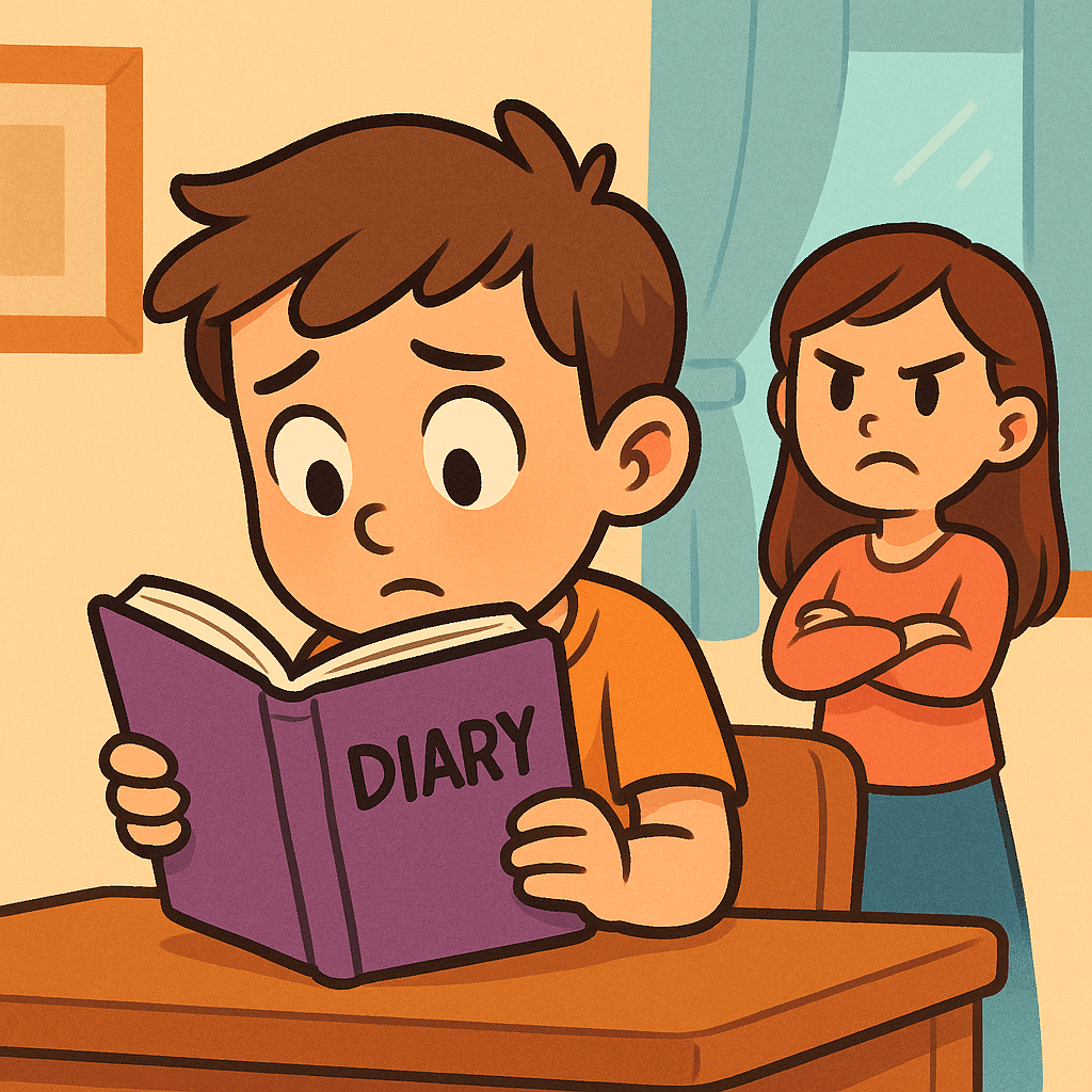 Someone secretly reading a diary, illustrating the privacy invasion irony