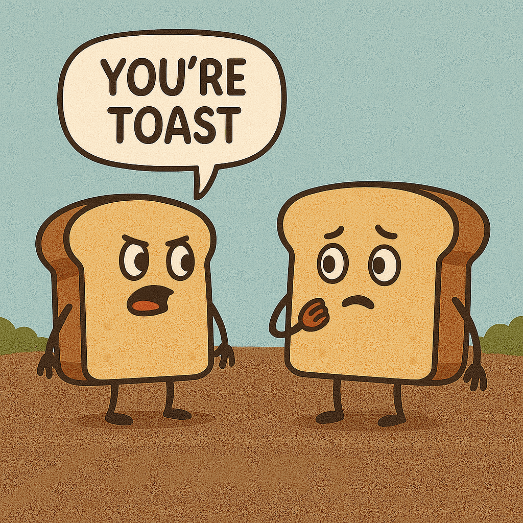 Two slices of bread at a race starting line, one looking intimidating