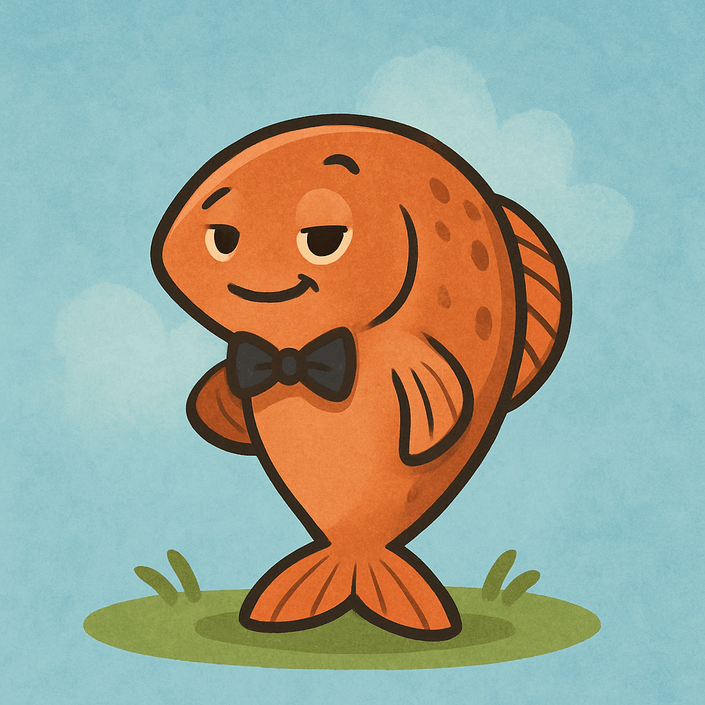 An elegant fish wearing a fancy bowtie looking sophisticated