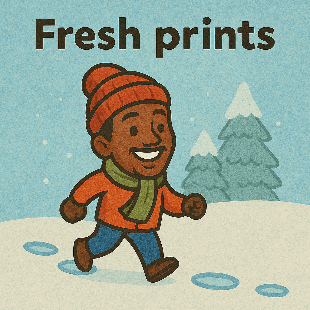 Footprints in the snow with a Fresh Prince reference