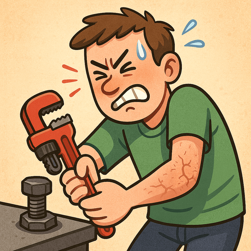 A person with dry elbows trying to work hard