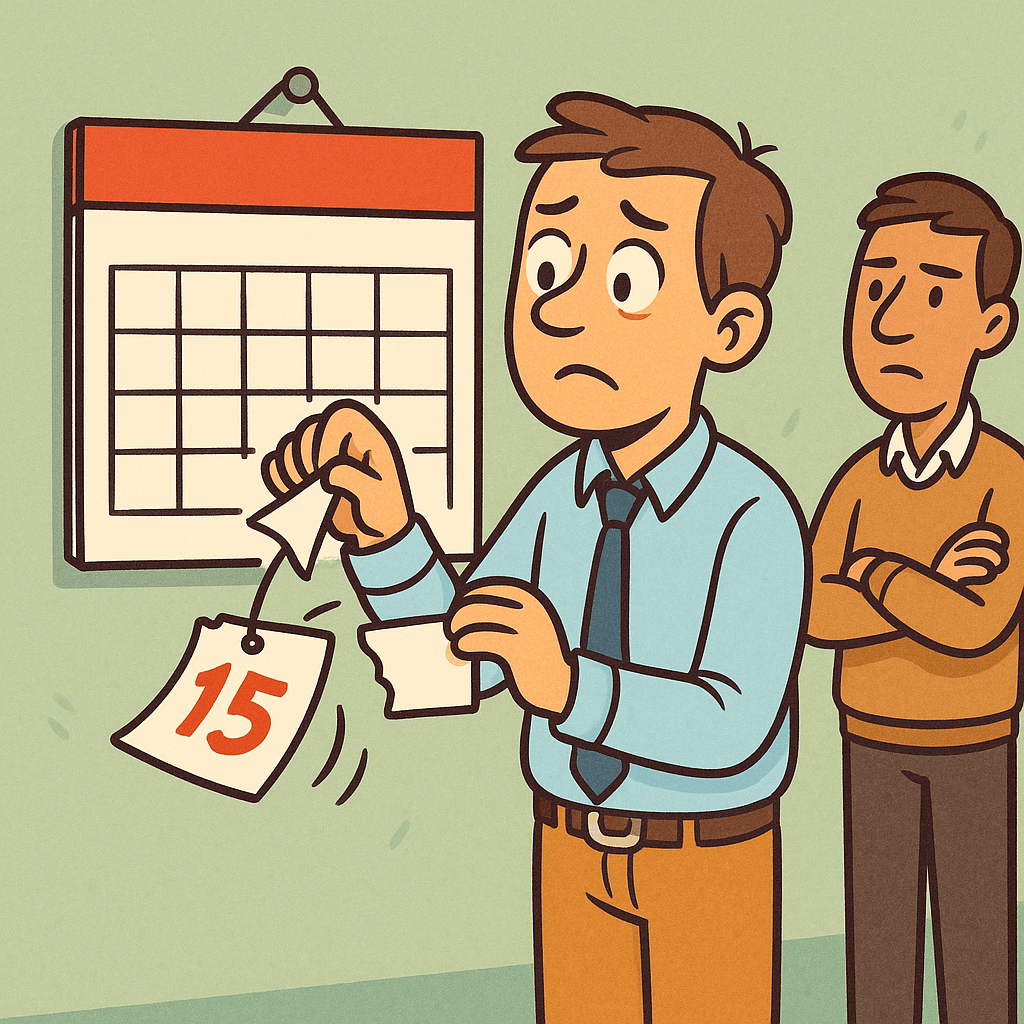 A calendar with a missing day, illustrating the pun