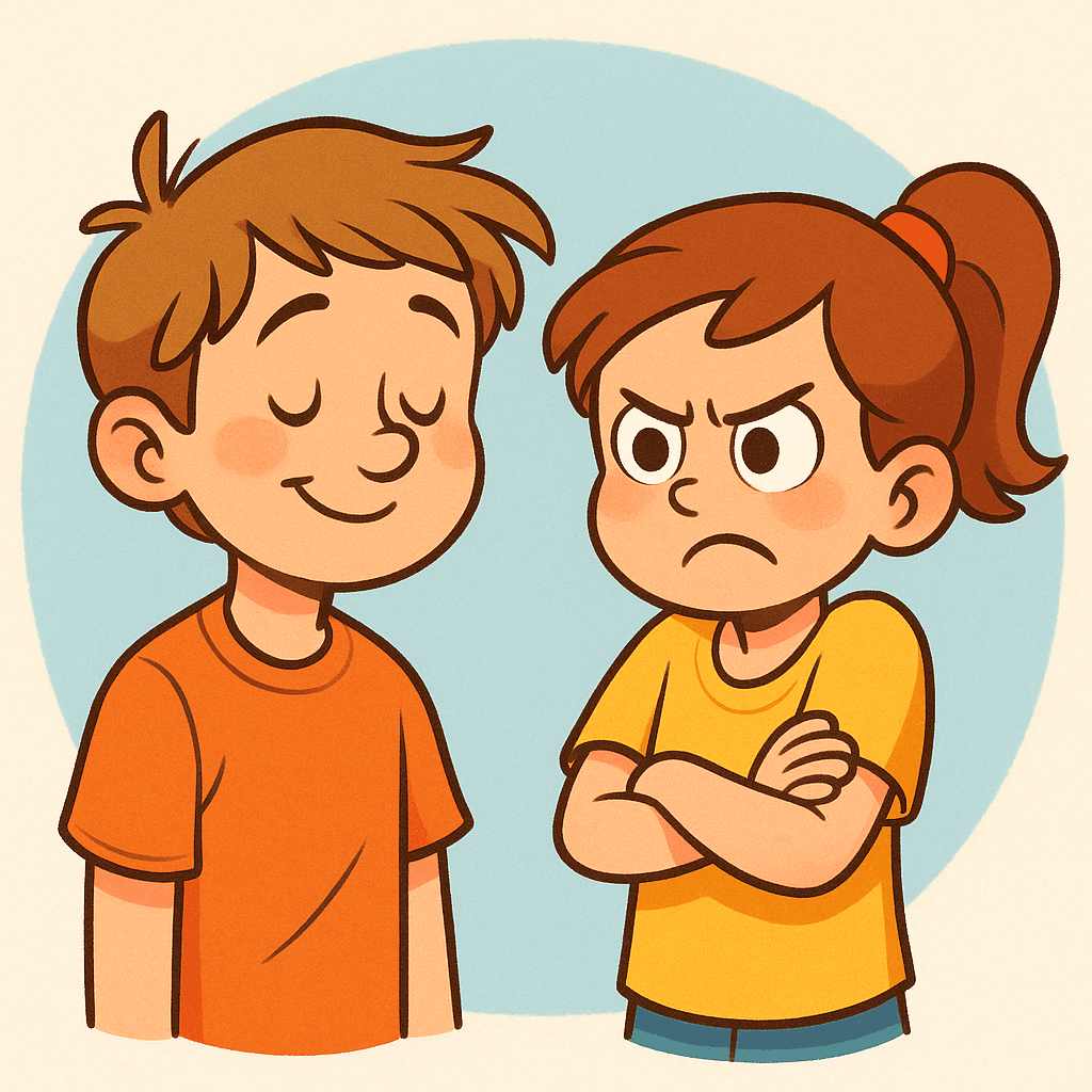 A confused sibling scenario, matching the contradiction joke